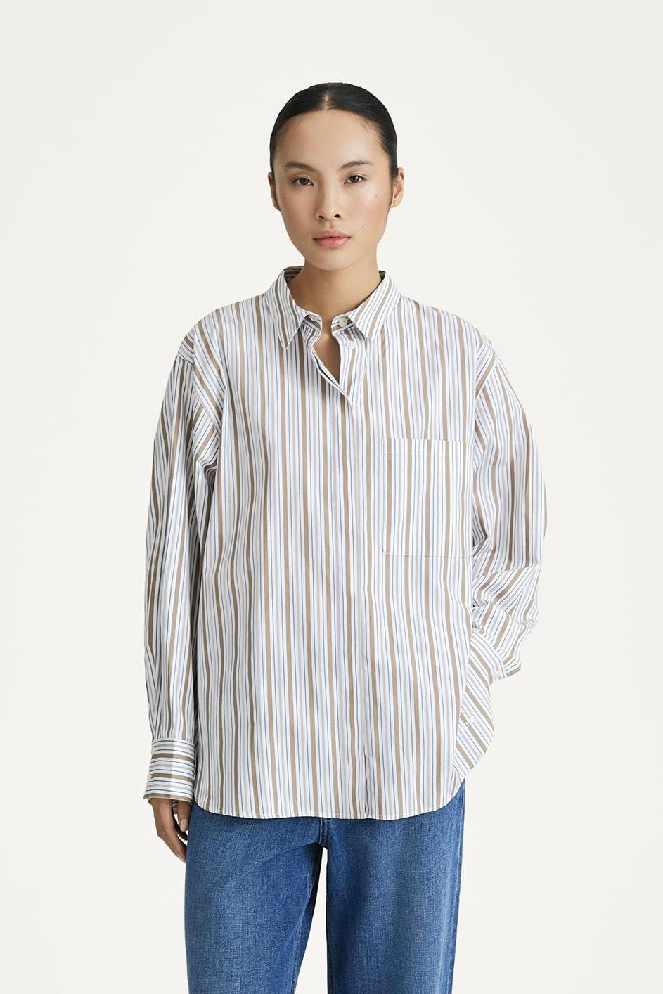 Jansell Shirt Taupe Stripe