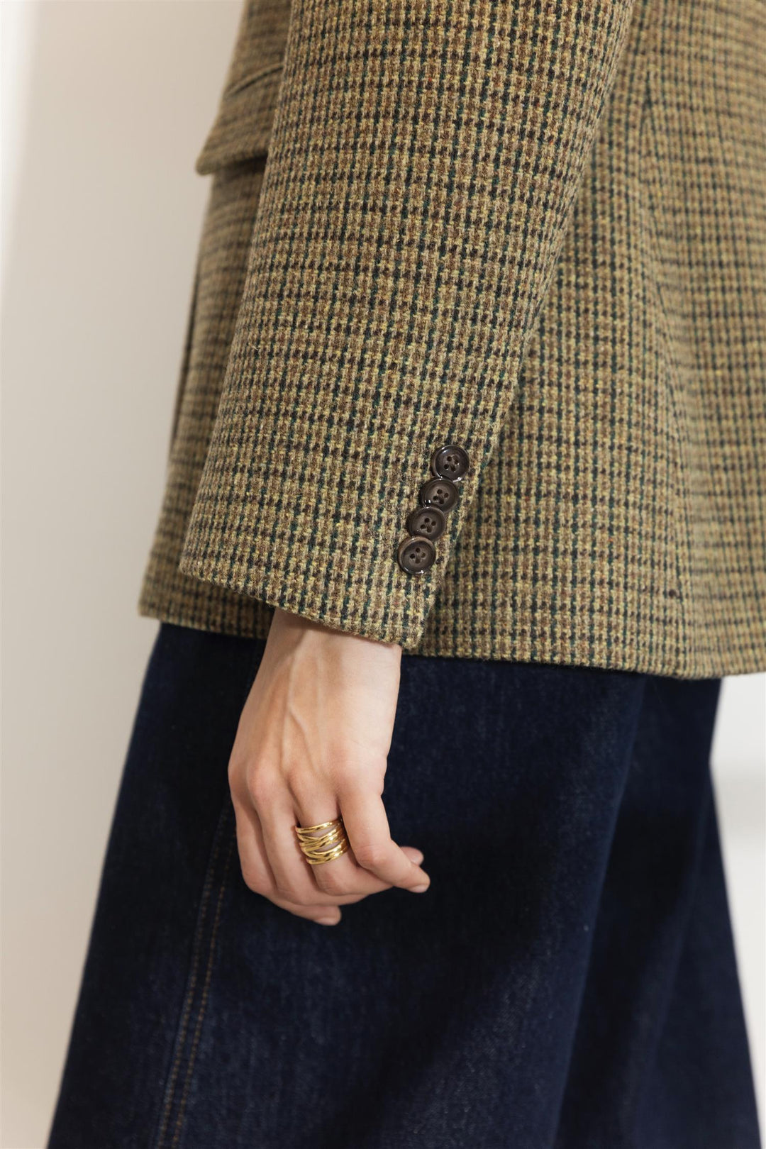 Brook Houndstooth Blazer Green