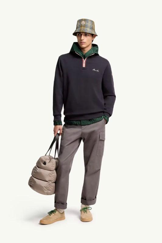 Embroidered Logo Polo Neck Sweatshirt Navy