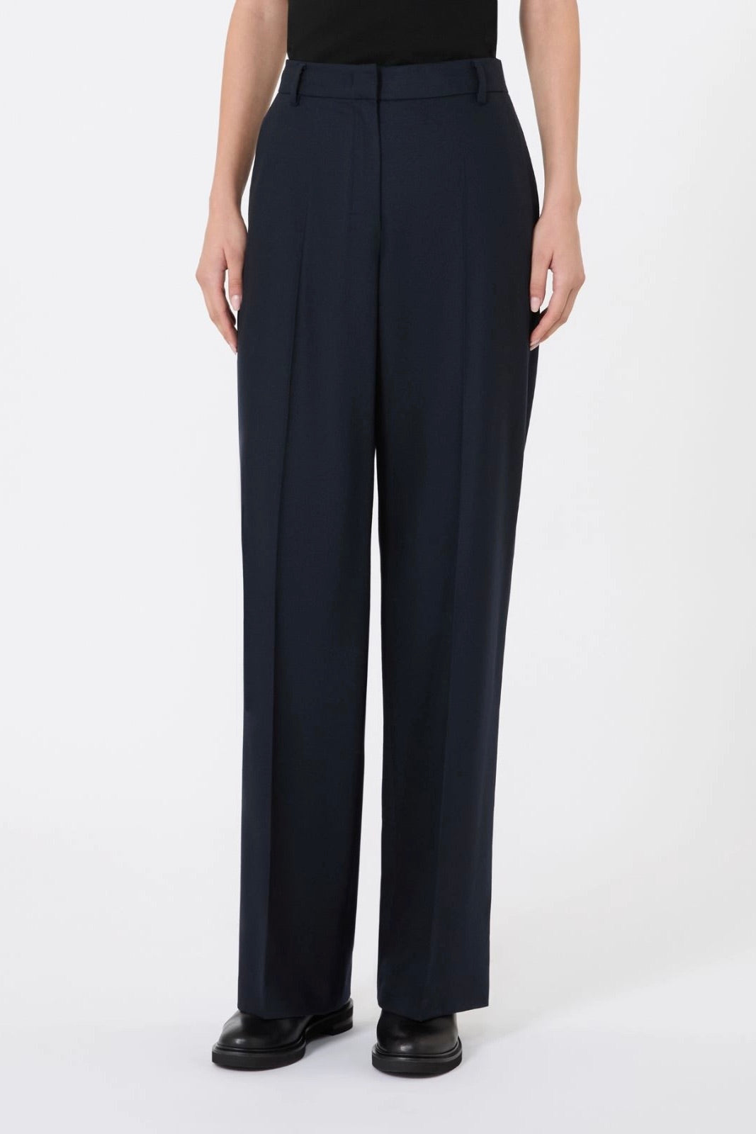Regular Fit Wool Trousers Midnight Blue