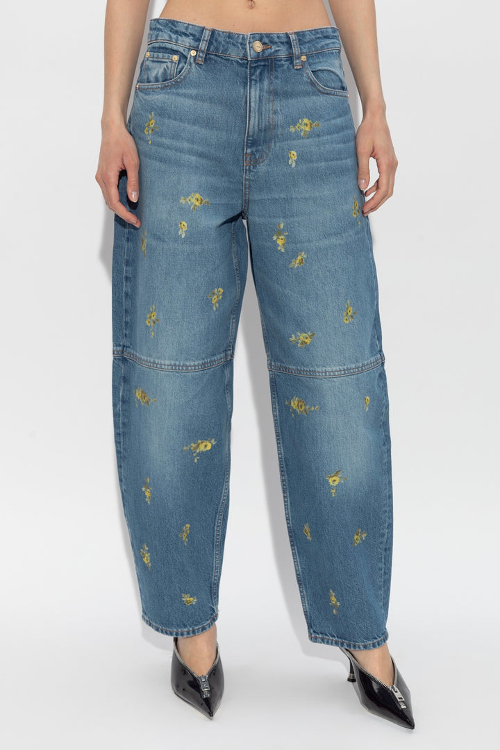 Printed Flower Denim Stary Jeans