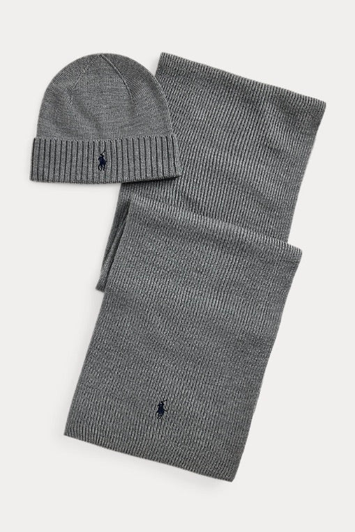 Wool Beanie & Scarf Gift Set Fawn Grey Heather