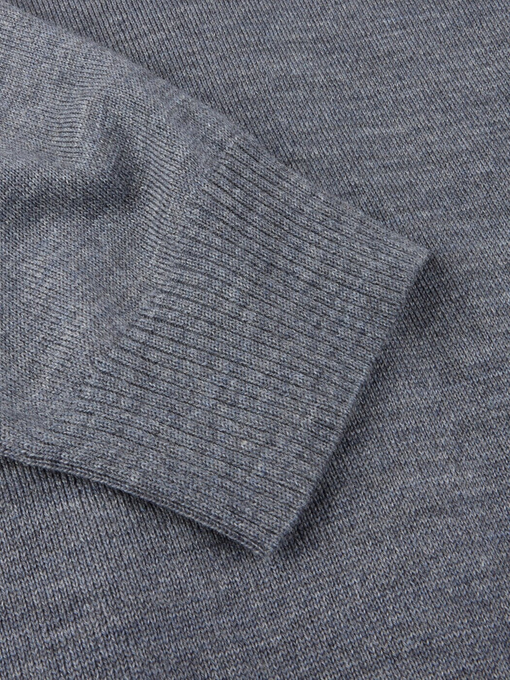 Merino Wool Zip Cardigan Grey