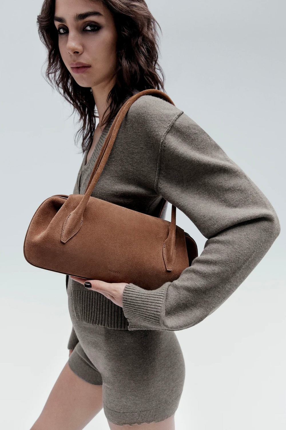YUZEFI Oyster Suede Shoulder Bag Cognac - Dale