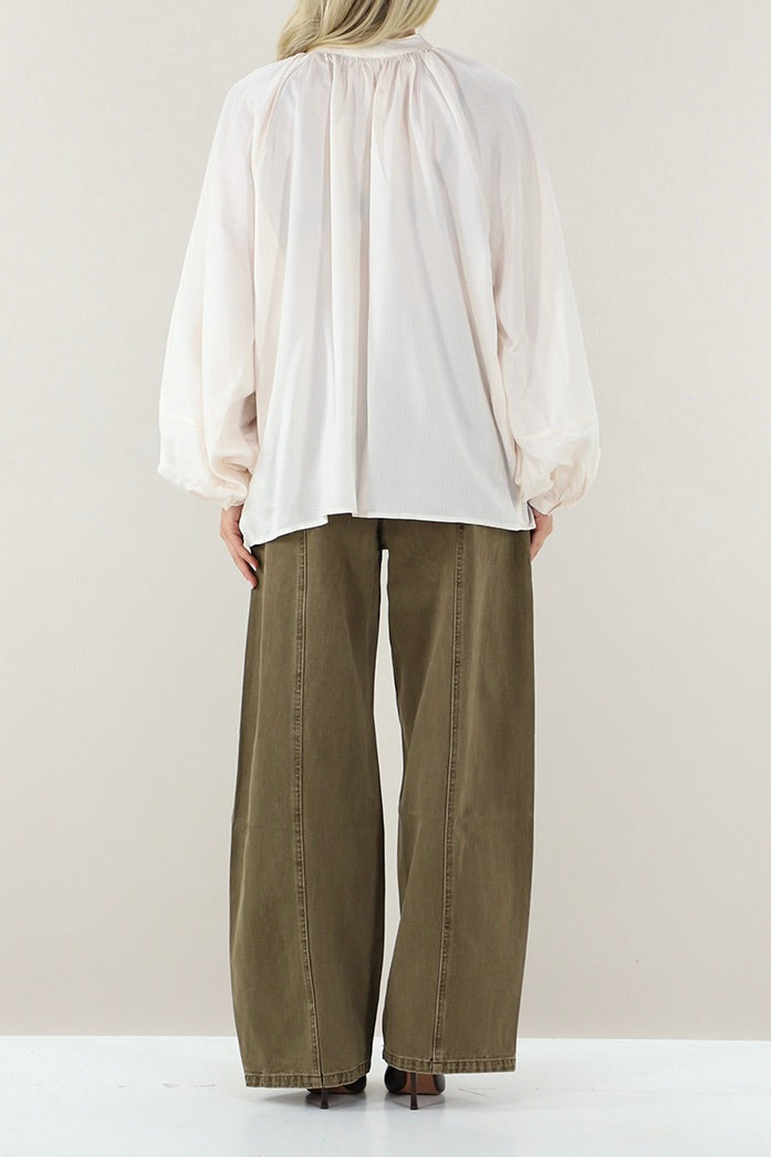 ELEH Loose Shirt with Neck Tie Cream - Dale