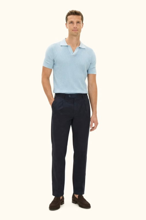 Alf Short Sleeve Poloshirt Chambray BLue