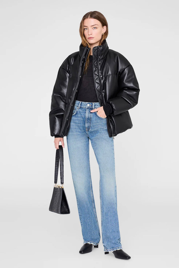 Oslo Puffer Black Recycled Leather