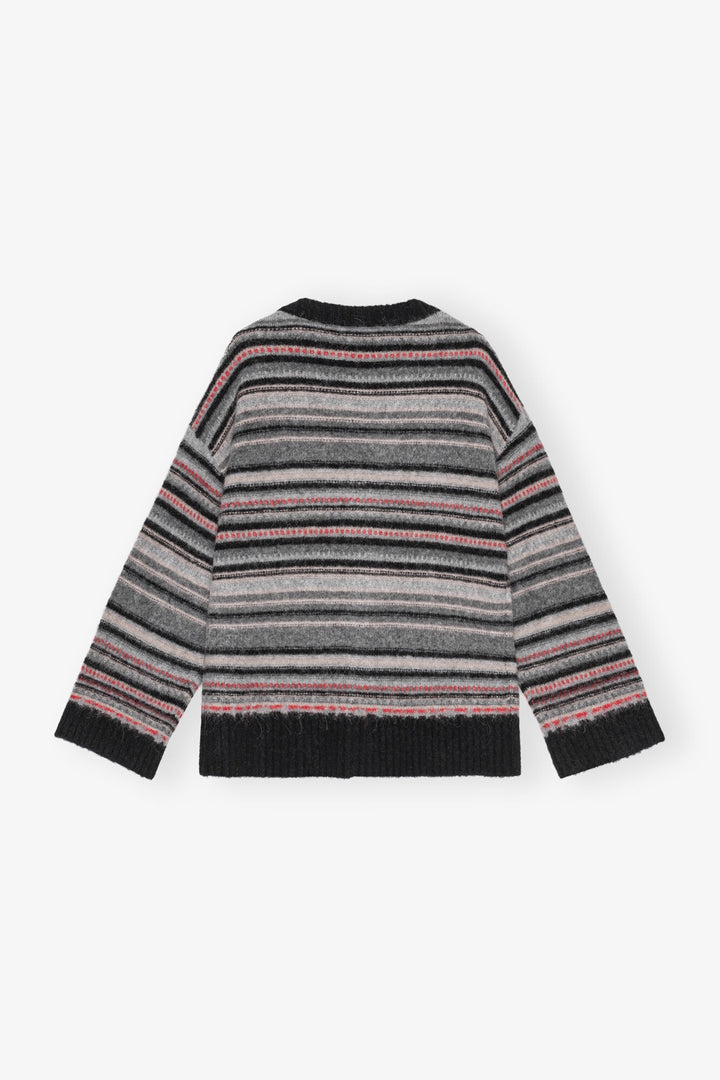 Soft Wool Stripe Boxy Cardigan