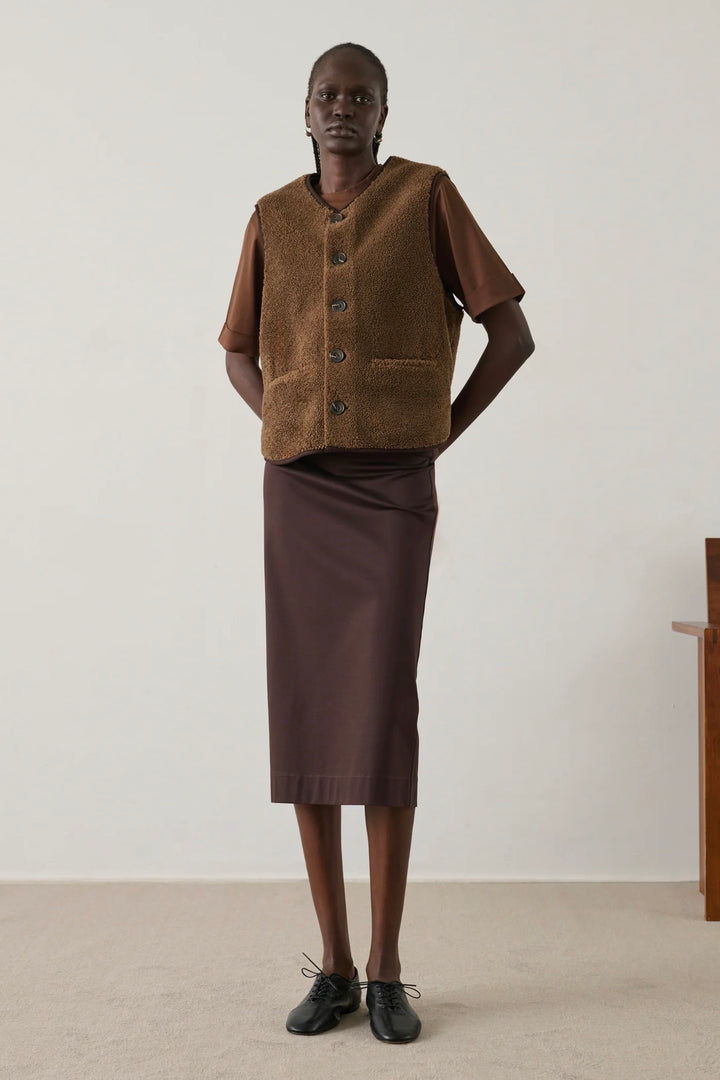 Fusil Waistcoat Faux Fur Marron