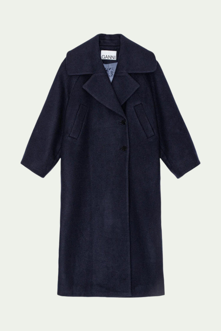 Boiled Wool Large Collar Coat