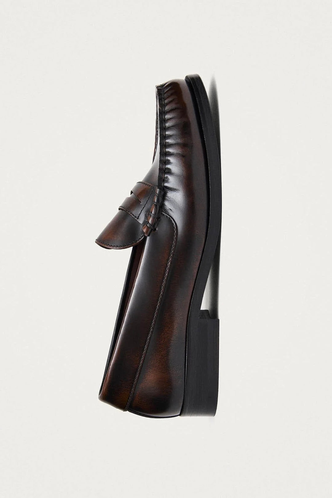 Rivet Brushed Coffee Brown Leather Loafers