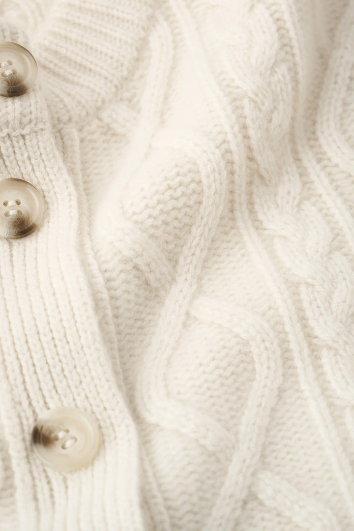 Cable Knit Cardigan Feather White