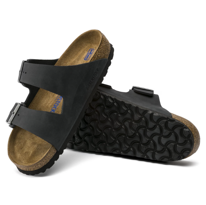 BIRKENSTOCK Arizona Soft Footbed Oiled Black Leather Herre - Dale