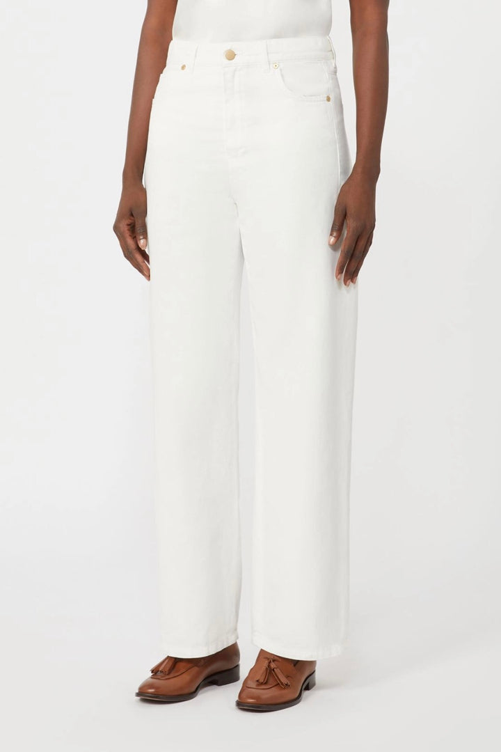 Cotton and Linen 5-pocket Trousers White