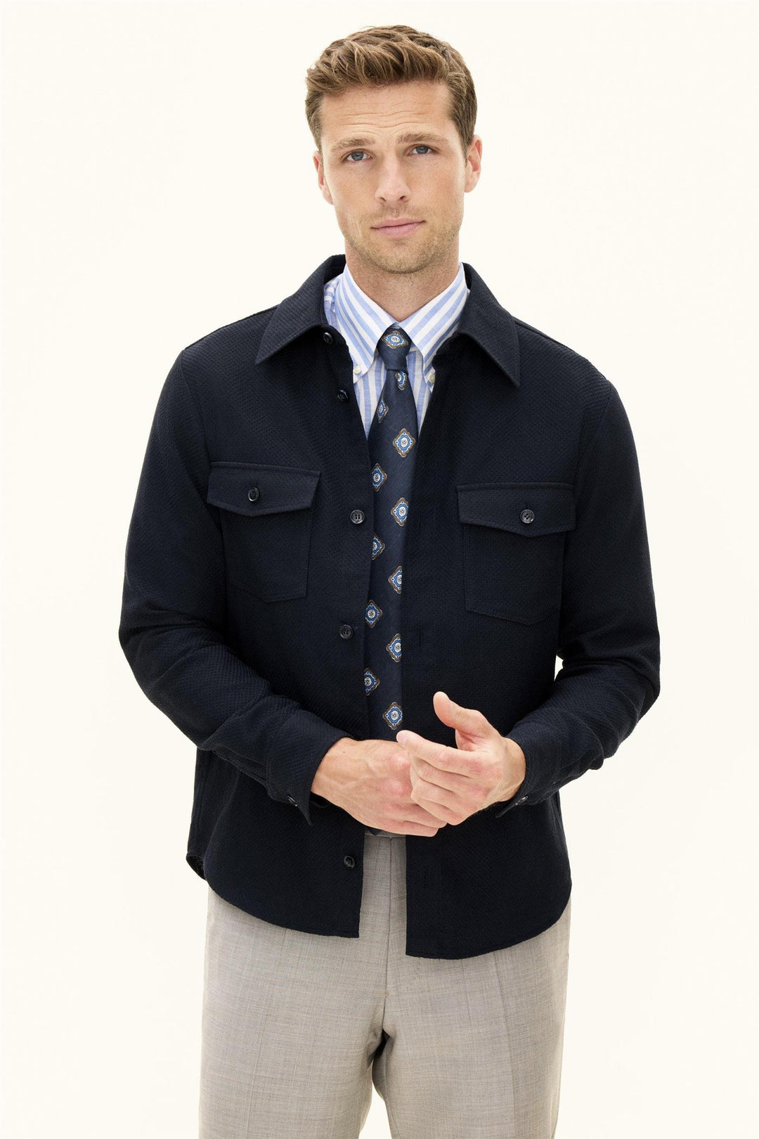 OSCAR JACOBSON Magnus Shirt Jacket Navy - Dale