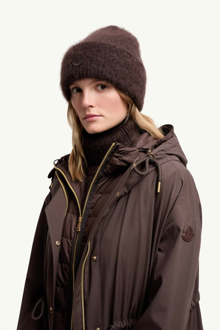Mohair & Wool Blend Beanie Dark Brown