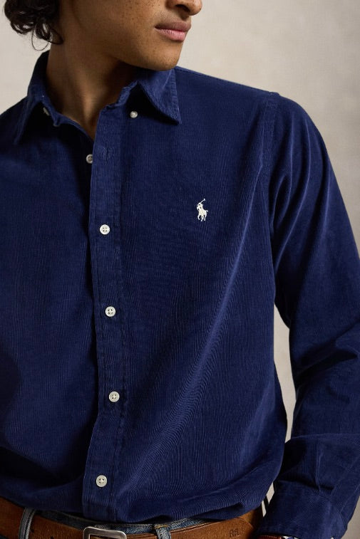 Custom Fit Corduroy Shirt Newport Navy