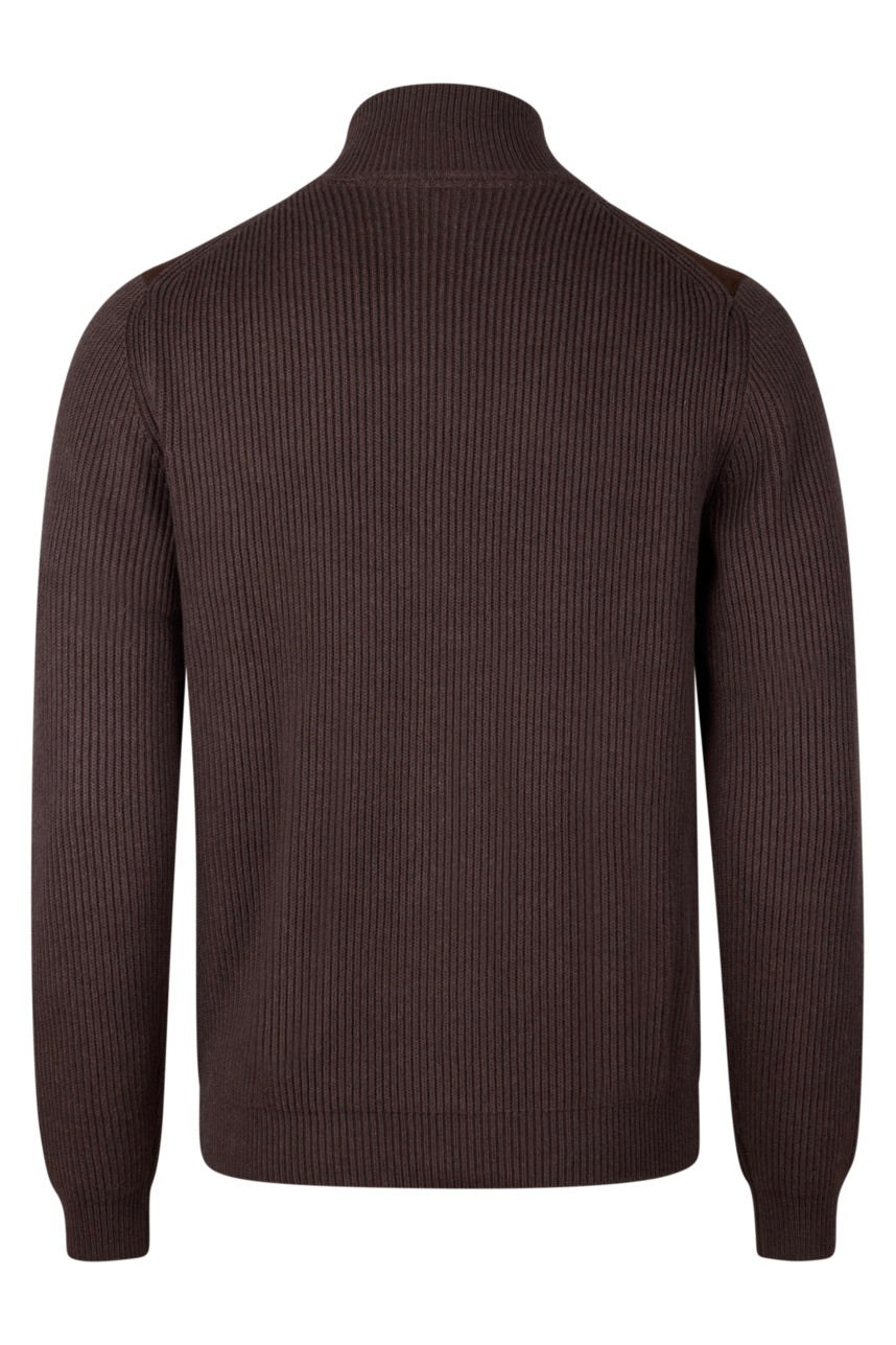Cardigan Knitted Hybrid Buttoned Alcantara Brown