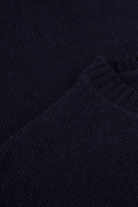 Pullover Knitted Crew Neck Carded Merino Wool Navy