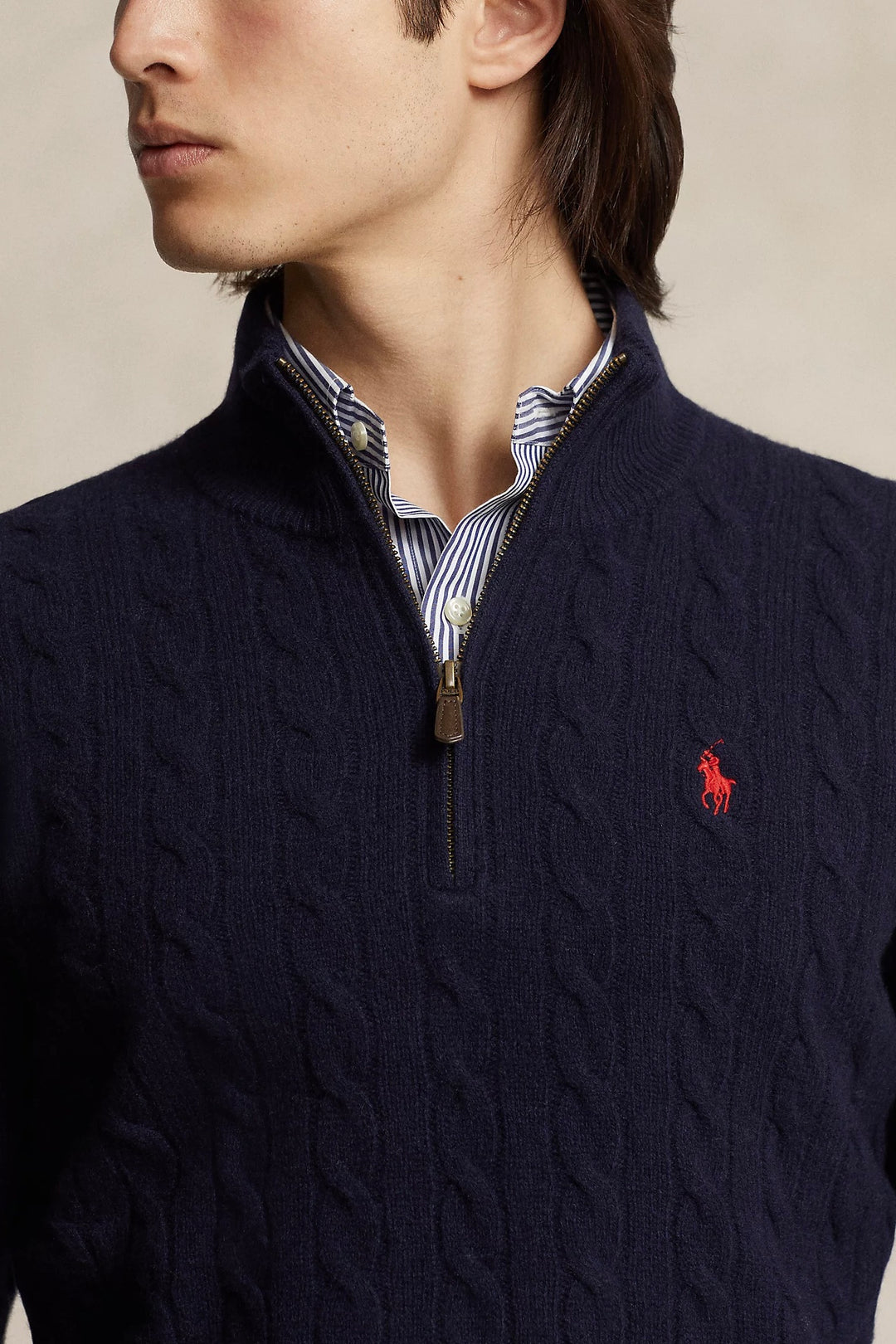 Cable-Knit Wool-Cashmere Jumper Hunter Navy