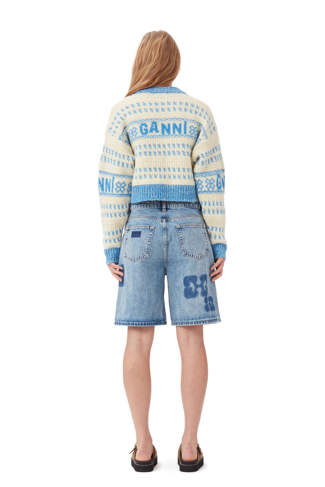 GANNI - Graphic Lambswool Cropped O-neck - Dale