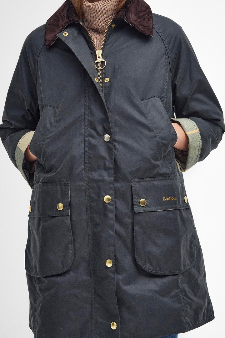 Barbour Long Beadnell Waxed Jacket Sage