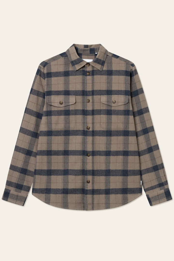 Lennon Flannel Check	Overshirt Desert Taupe/Dark Navy