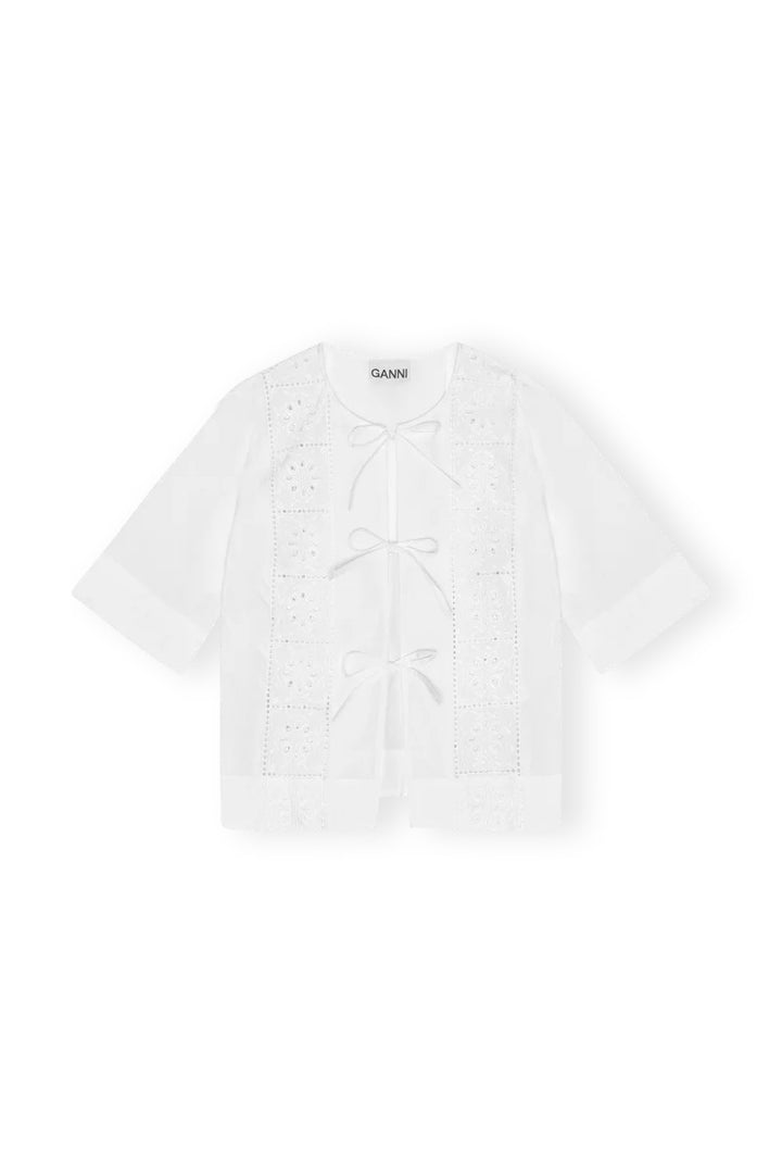 Broderie Anglaise Tie Blouse