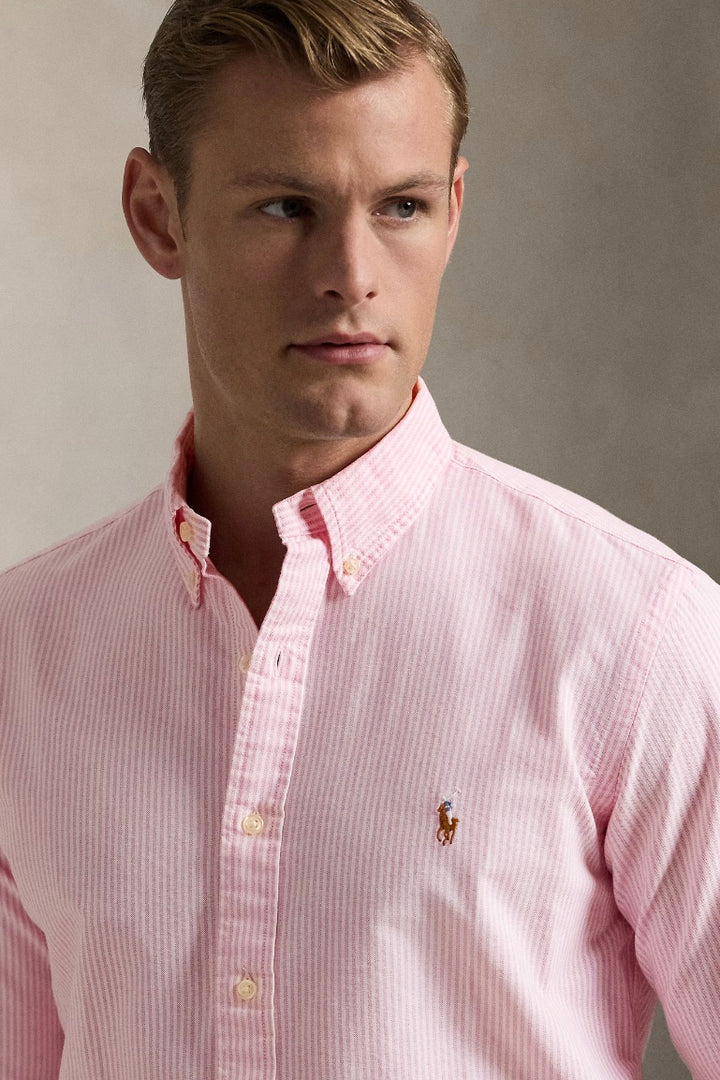 POLO RALPH LAUREN Custom Fit Oxford Shirt New Rose/White Stripe - Dale