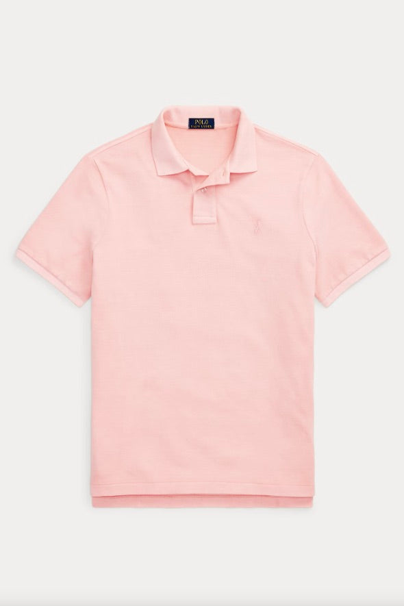 Custom Slim Mineral-Dyed Mesh Polo Shirt Rose