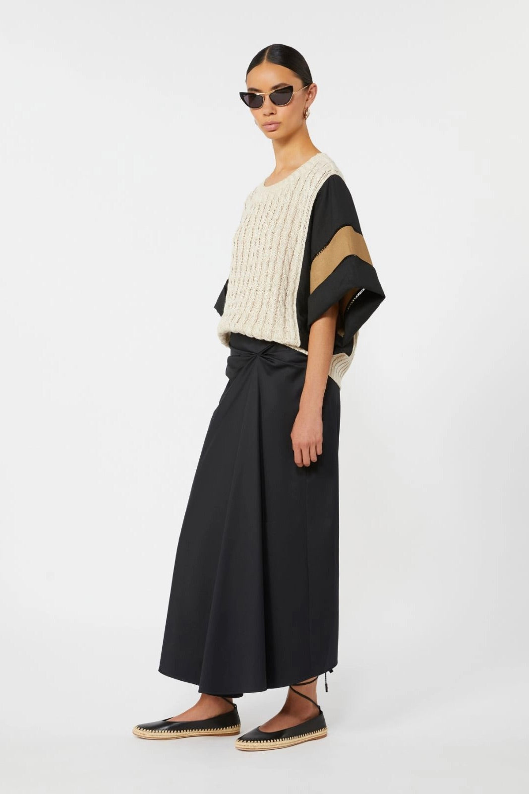 Cotton Satin Skirt Black