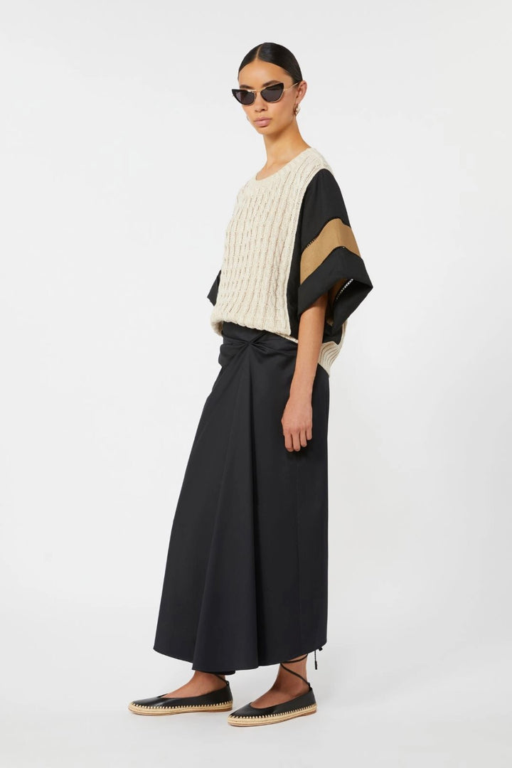 Cotton Satin Skirt Black