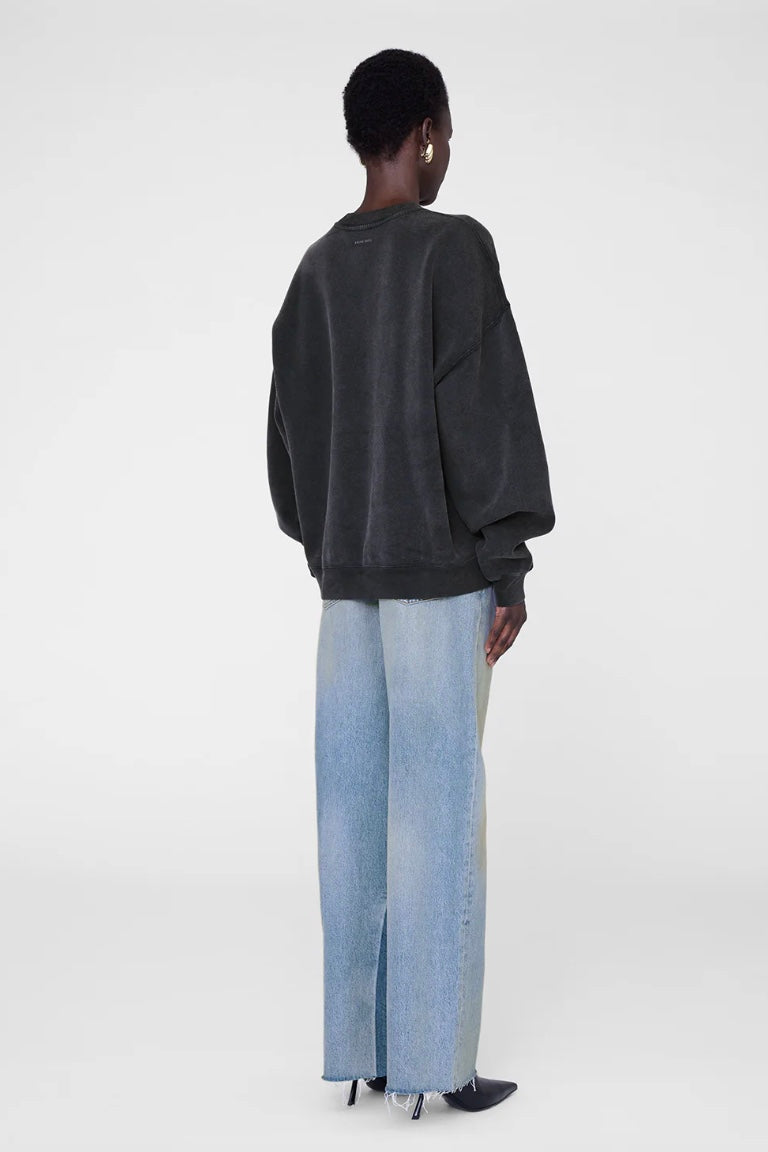 Miles Sweatshirt Washed Black Leopard