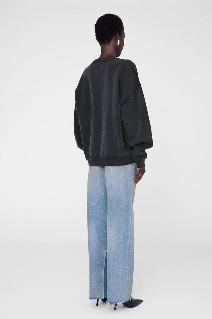 Miles Sweatshirt Washed Black Leopard