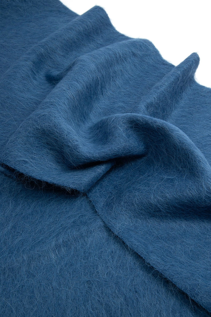 Fringe Alpaca Scarf Denim Blue