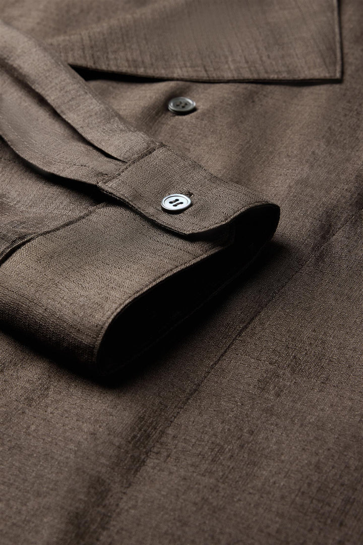 Hampton Silk Blouse Marron Fonce