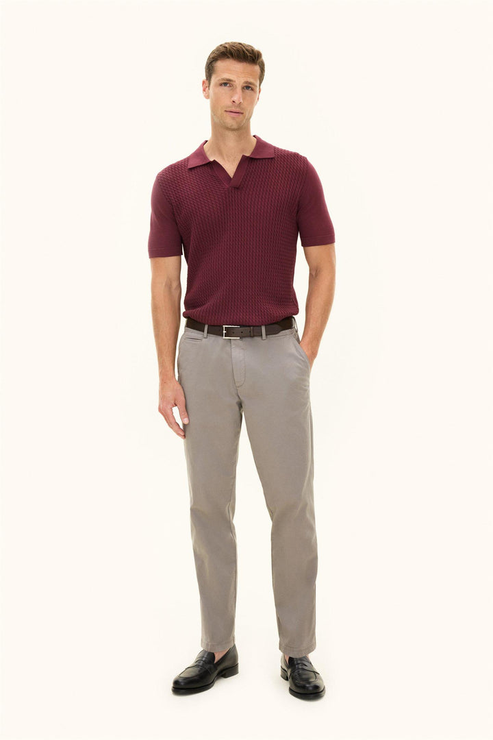 OSCAR JACOBSON Alf Short Sleeve Poloshirt Port Red - Dale