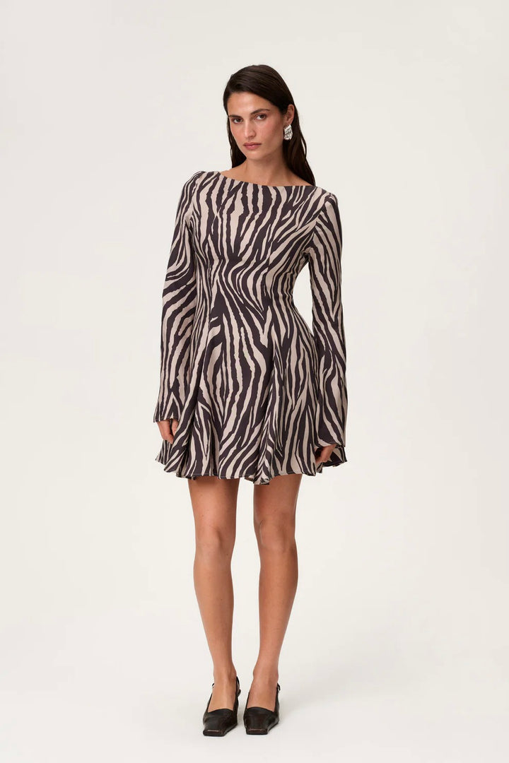 Riom Mini Dress Brown Zebra