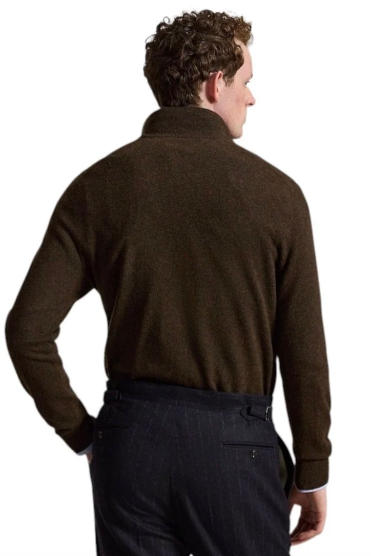 Wool Quarter-Zip Jumper Cinnamon Brown Heather
