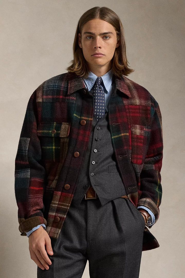 Plaid Patchwork Wool Jacket