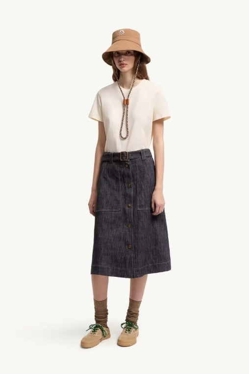 MONCLER Embroidered Logo Cotton T-Shirt White - Dale