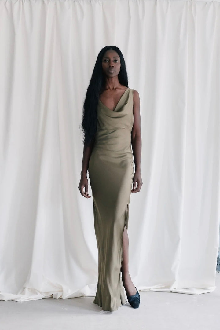 ENVELOPE 1976 Cameron Dress Burnt Olive - Dale