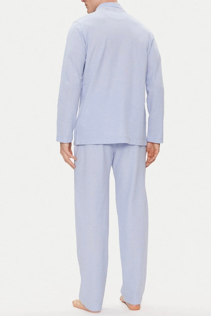 Cotton Mesh Pyjama Set Blue