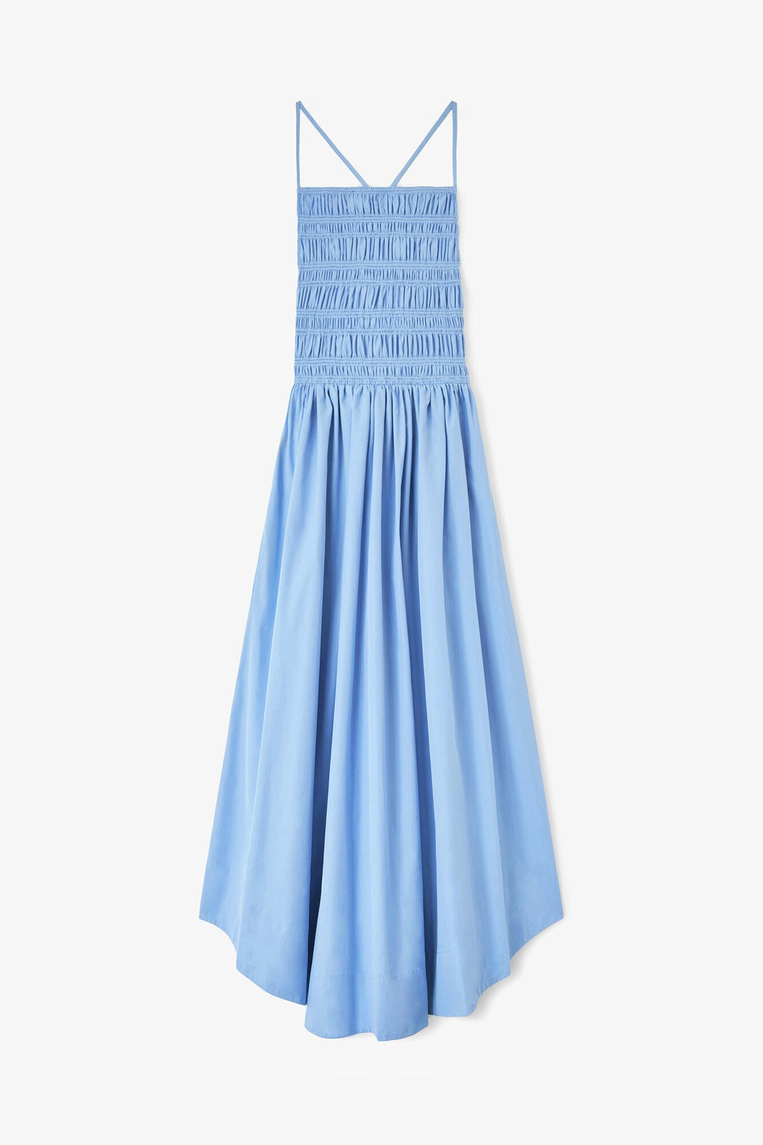 Cotton Poplin Long Smocked Dress Azurine