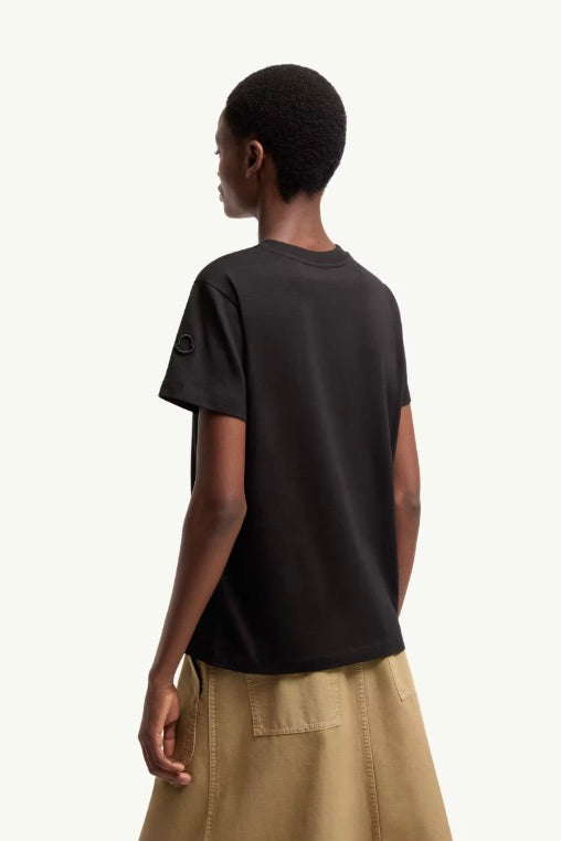 MONCLER Embroidered Logo Cotton T-Shirt Black - Dale