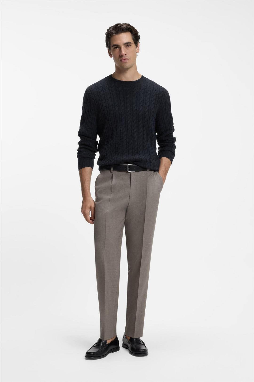 H-Furlan Cable-Knit Sweater Dark Blue