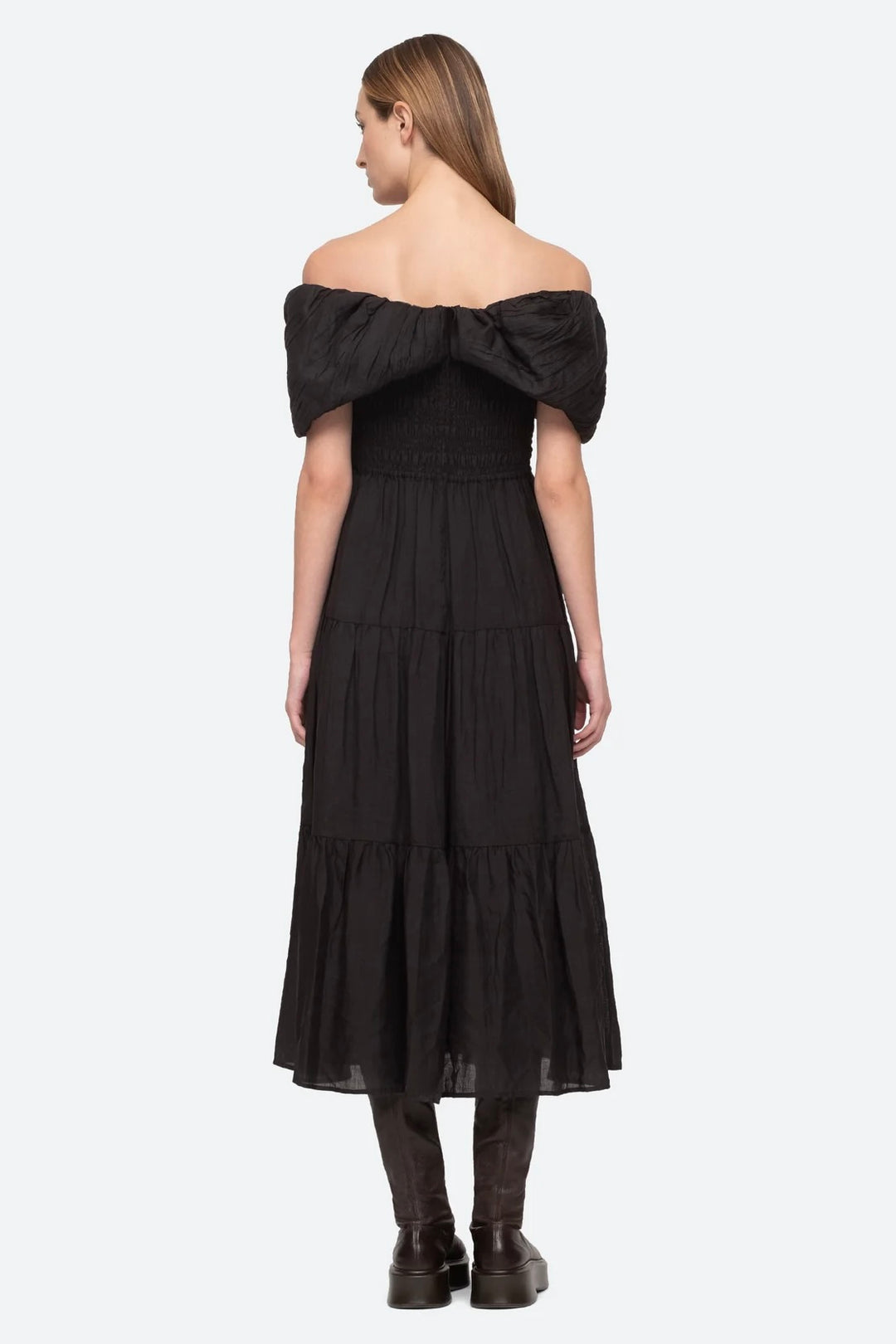 LOREN SOLID OFF SHOULDER DRESS