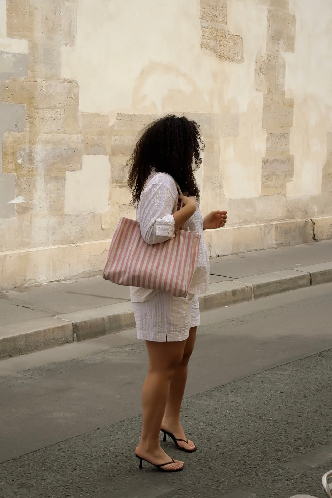 Ivy Tote Bag Light Pink Stripe