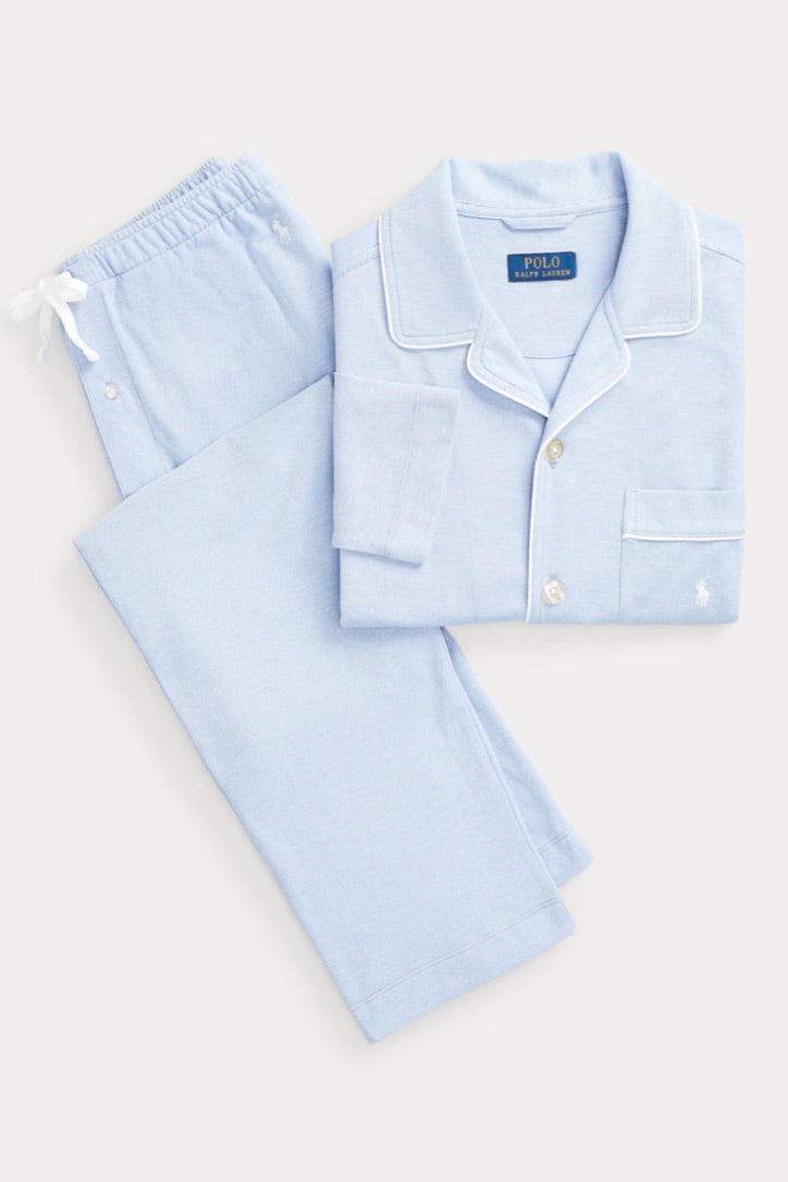 Cotton Mesh Pyjama Set Blue