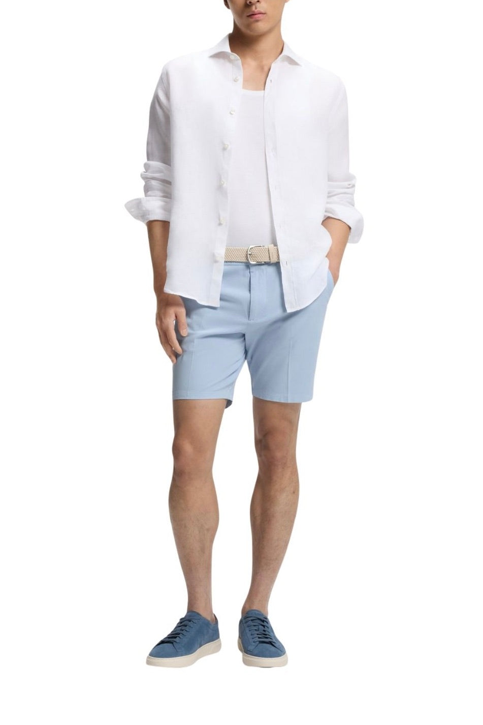 H-Kane1 Stretch Cotton Twill Shorts Light/Pastel Blue